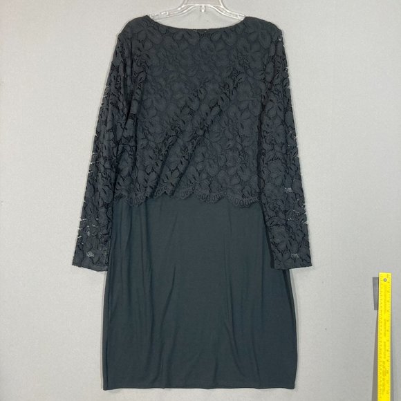J.Jill Wear ever Beautiful Black Lace Long Sleeve Dress Stretch Classic Career - Picture 7 of 7